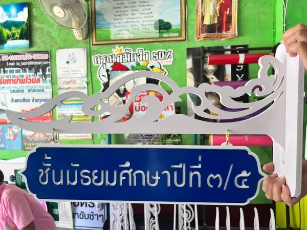 ป้ายชื่อห้องเรียนแบบแขวน ฉลุลายไทย